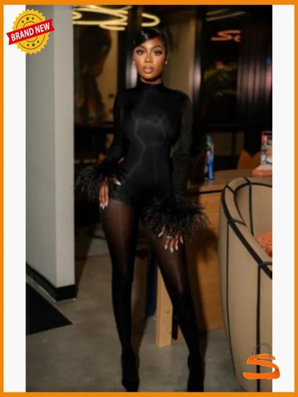 Long Sleeve Backless Bodycon Short Jumpsuit Party Romper